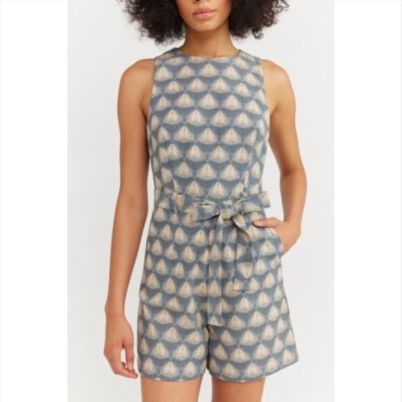 NWT En Saison Shelly Romper in Blue Natural - Picture 3 of 9